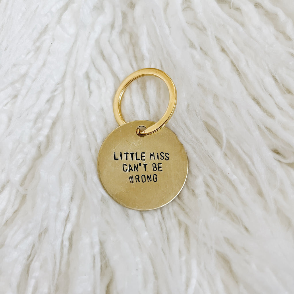little miss can’t be wrong brass tag