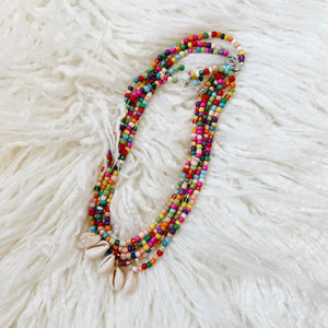 rainbow beaded seashell necklace
