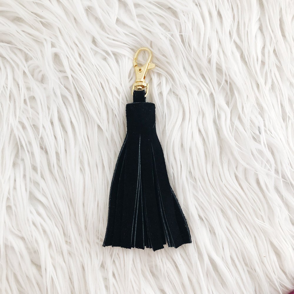 black suede tassel keychain
