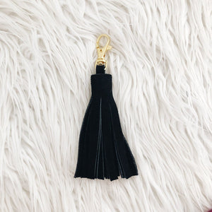 black suede tassel keychain