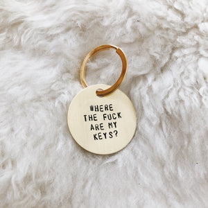 where the fuck are my keys brass tag