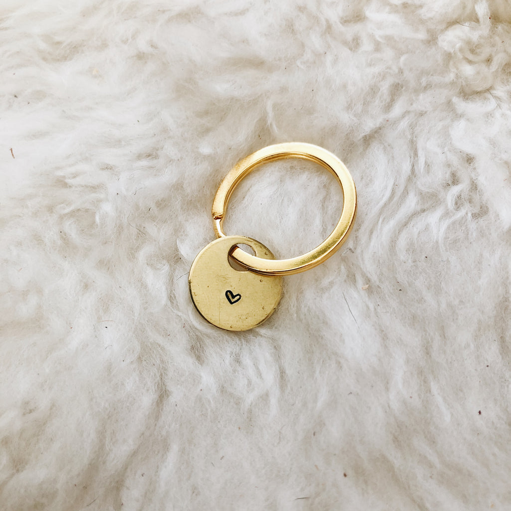 tiny heart brass tag