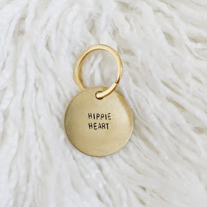 hippie heart brass tag