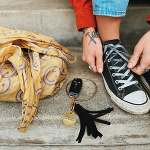 black suede tassel keychain