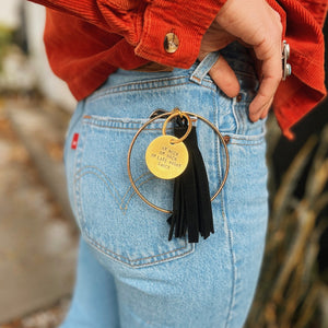 black suede tassel keychain