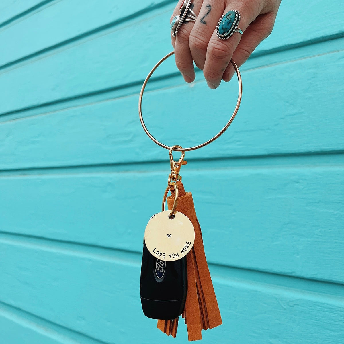 large brass o ring keychain